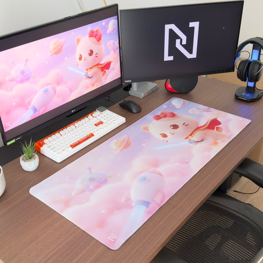 Deskmat Mousepad Numlock Kitty-Wan Meownobi 4mm Margini Cusute