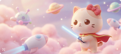 Deskmat Mousepad Numlock Kitty-Wan Meownobi 4mm Margini Cusute
