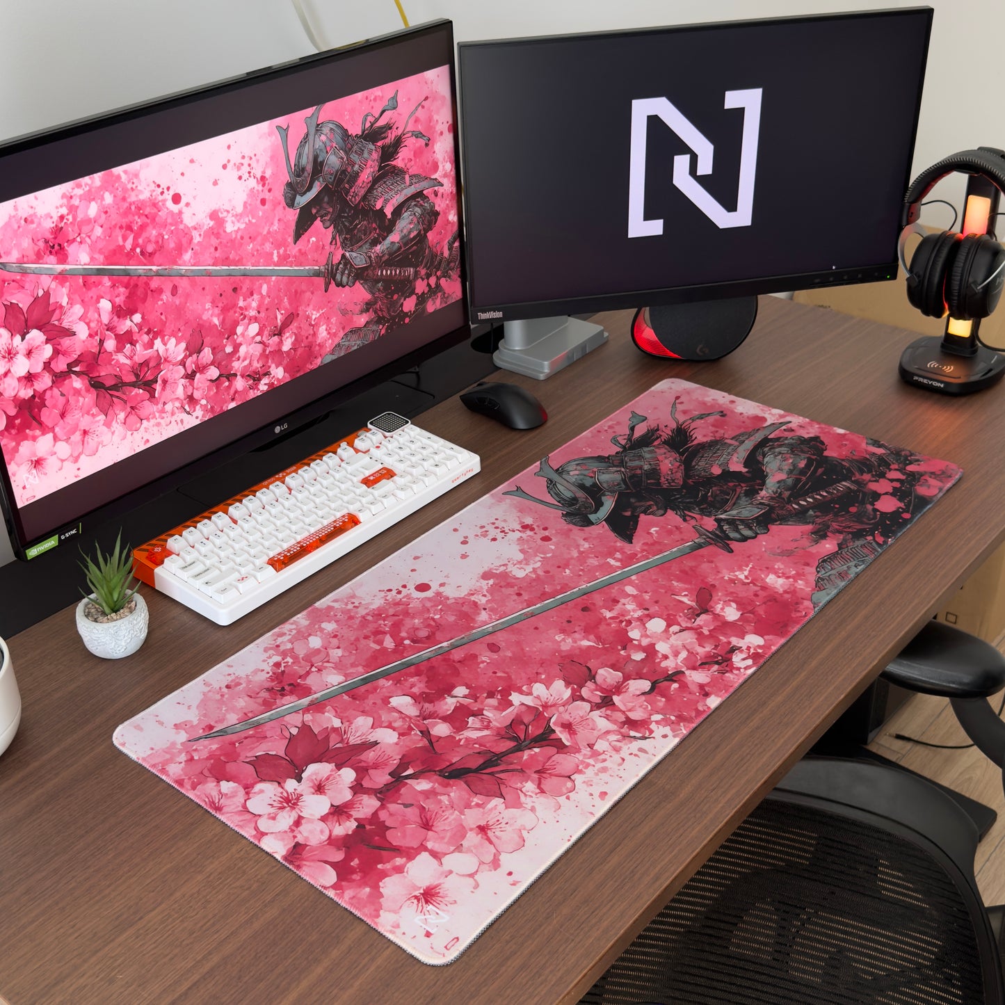 Deskmat Mousepad Numlock 3 Fingers Pink Sakura Samurai 4mm Margini Cusute