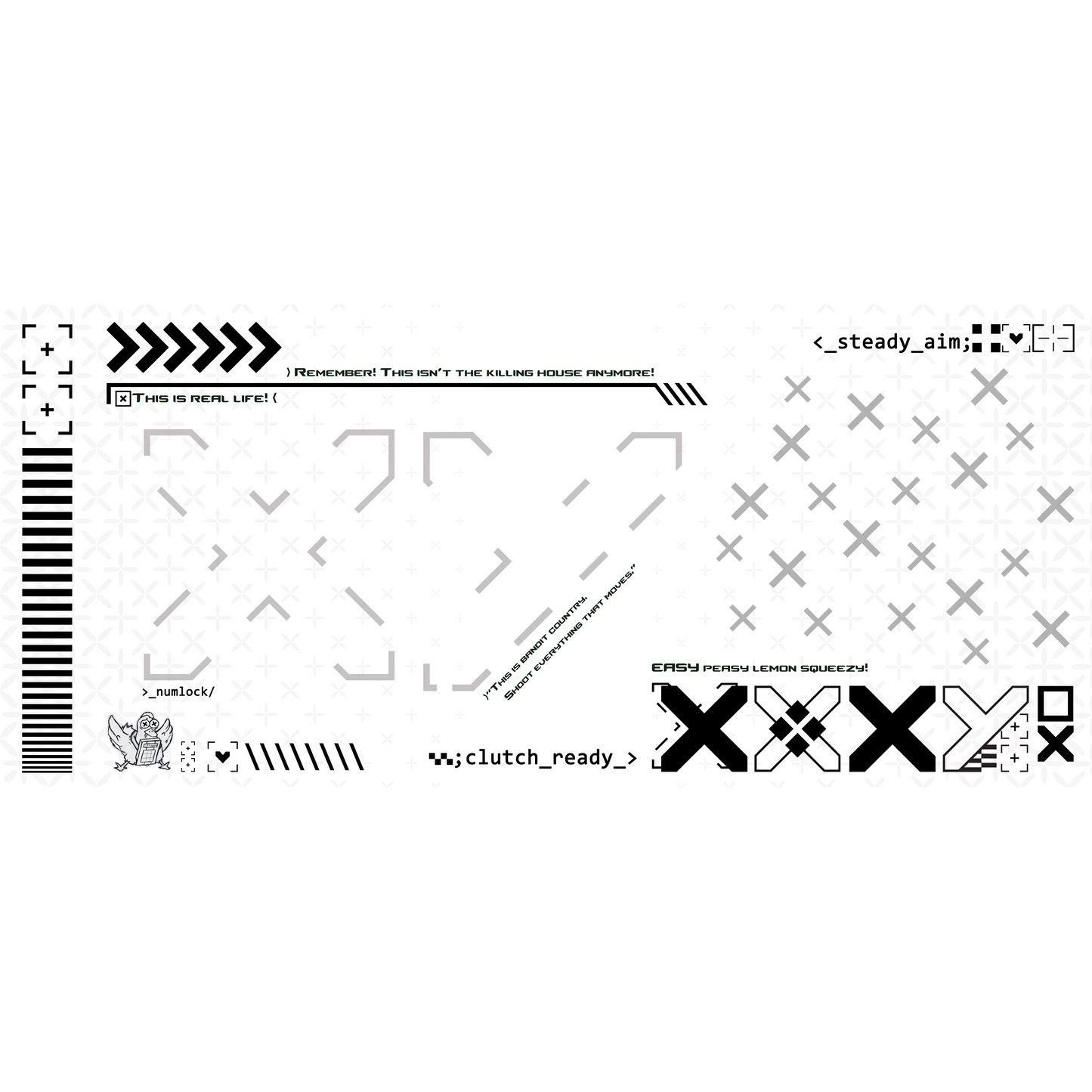 Deskmat Mousepad Numlock CS Monochrome Glitch 4mm Margini Cusute